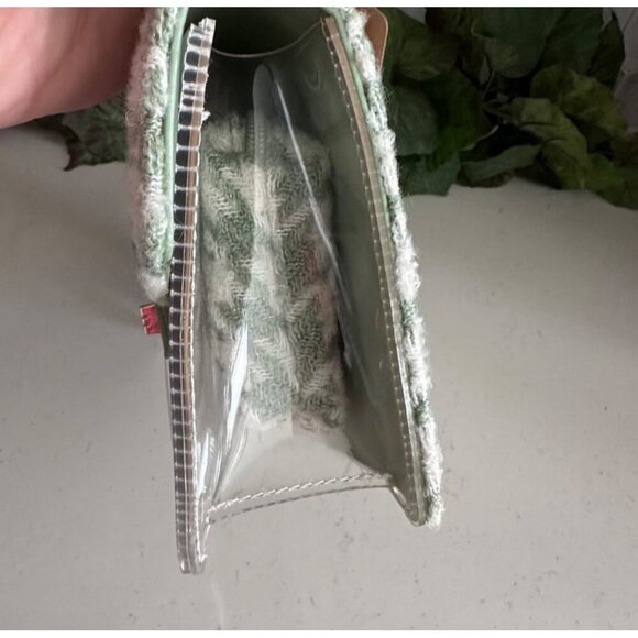 Houndstooth Handbag & Pouch Set - Green & White Pattern With Clear Accents - Picture 13 of 13